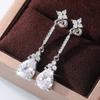 Huitan Crystal Pear Cubic Zirconia Hangings Earrings Women Luxury Silver Color Ear Accessories Temperament Wedding Trend Jewelry