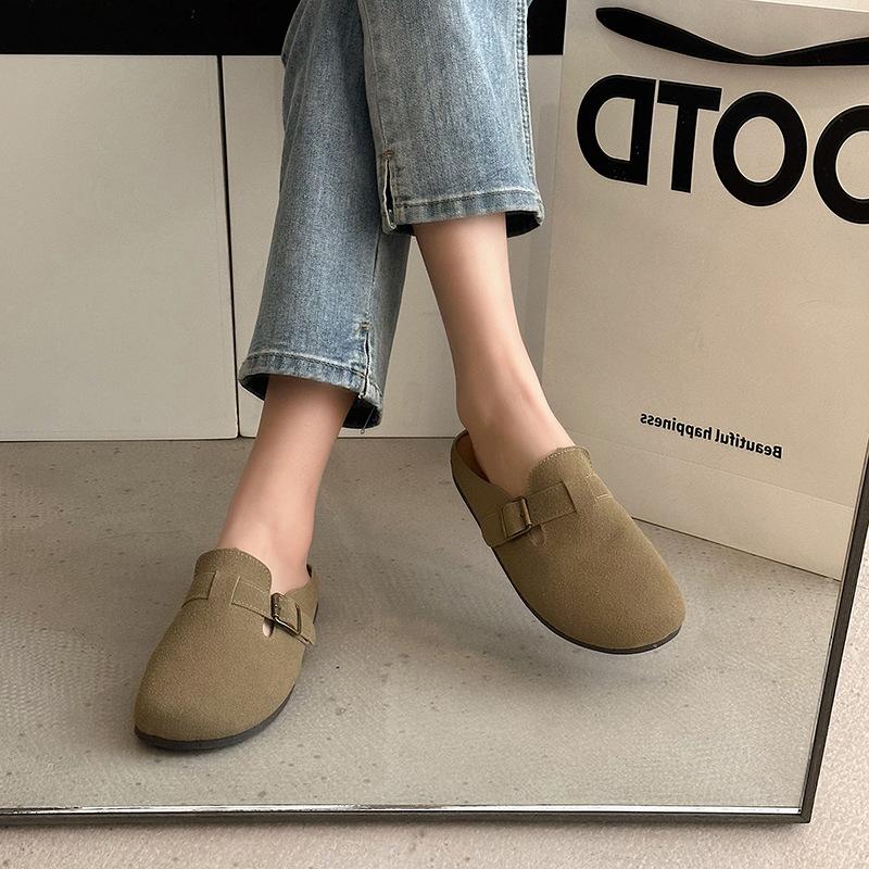 Slippers Women's Bag Head Wear Soft-soled Casual Shoes Half-drag Flat-soled One-pedal Shoes Women's Pregnant Women's Large-size Shoes