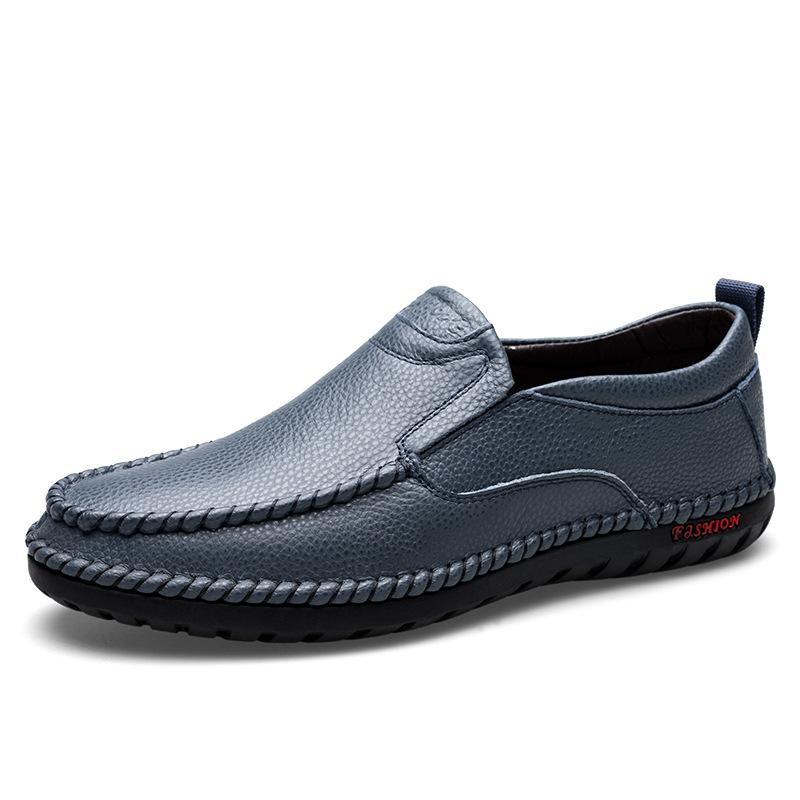 Обувь из натуральной кожи Мужские мокасины на плоской подошве из коровьей кожи Мужские туфли для вождения Брендовая мужская повседневная обувь Мужская обувь Черный Синий