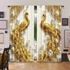 2 штуки штор с принтом в виде золотых павлинов, шторы с кулиской, для спальни и гостиной, домашнее украшение, украшение комнаты