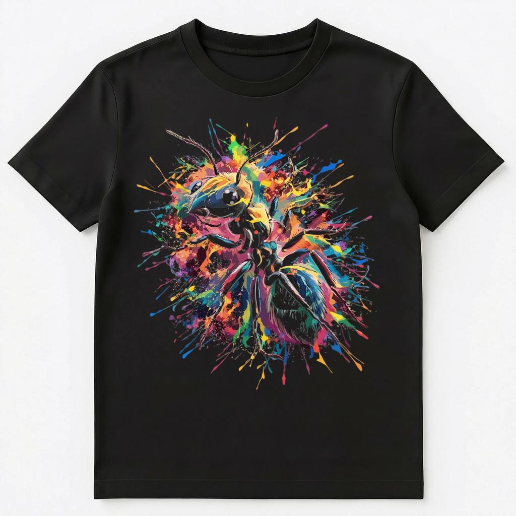 Colorful Paint Splash Ant Art Graphic Unisex T-Shirt