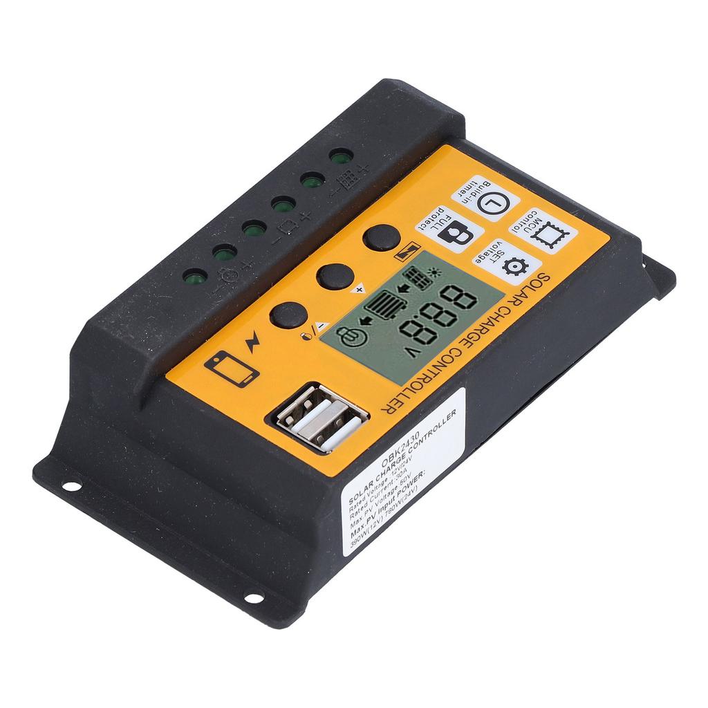 Интеллектуальный контроллер заряда Фотоэлектрическая генерация Автоматическое оборудование управления 12В 24В 30АЖелтый