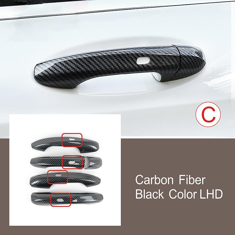 Exterior Door Handle Cover Sticker For Mercedes Benz A B C E GLC Class W177 W247 W205 W213 X253 LHD Carbon Color Car Accessories