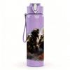 1PC Dark Mountain Forest Fog Scene Print 750ml Color Plastic Sports Water Bottle Leakproof Flip Straw Lid Suitable for Sports Office Home Use
