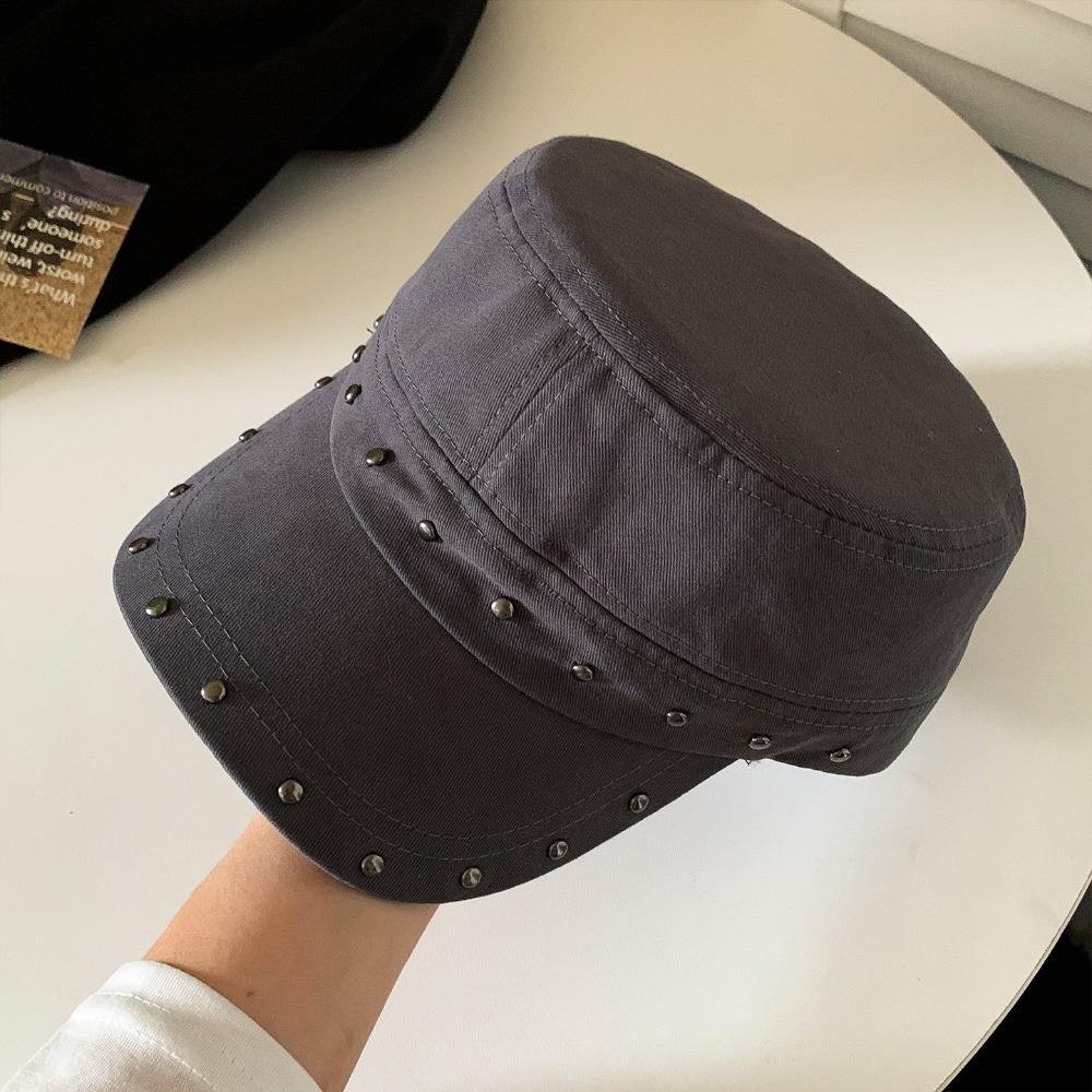 Y2k Rivet Peaked Cap Spice Girls Equestrian Hat Personality Rivet Flat Top Hat Autumn
