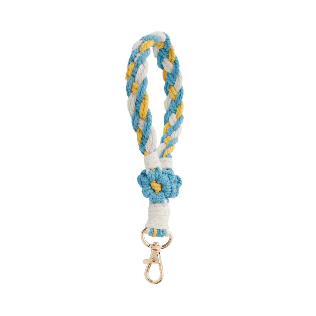 1pc Daisy Flower Key Chain Ins Explosive Style High-End Diy Hand-Woven Wrist Key Ring Bohemian Style Car Keychain Bag Pendant