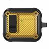 For AirPods 4 Bluetooth-compatible Earphone Cover Carbon Fiber Texture TPU+PC Anti-Drop Case with Buckle