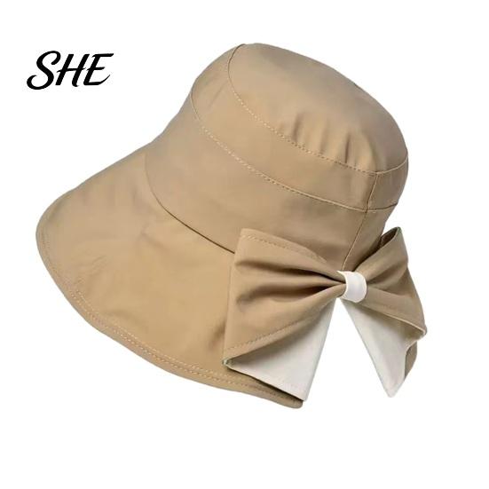 Travel Sun Hat Women Summer Hat, Back Bowknot Fisherman Wide Brim UV Protection Bucket for Outdoor Hiking Fishing Beach Use Breathable