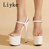 Fashion Liyke Summer Fashion Buckle Strap 17CM Women Platform Sandals Sexy Open Toe Extreme High Heels Stripper Pole Dance Shoes Size 43