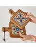 Retro heat insulation pad flower tile pot mat wooden plate coaster solid wood placemat soup mat casserole wooden mat.