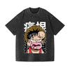 Футболка One Piece Луффи Винтажная Стирка Японский Дизайн Высококачественная Уличная Одежда Мужская Одежда 2026 Лето Новая Стирка Футболка