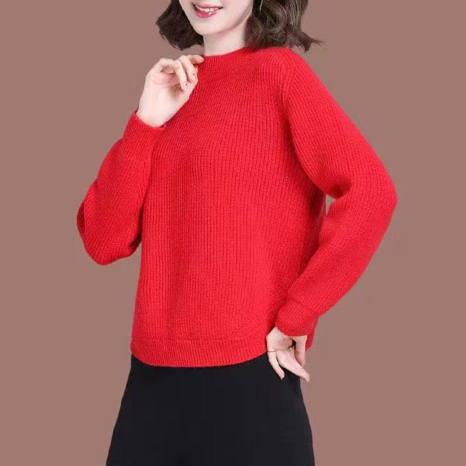 Women's Versatile Round Neck Stylish Knit Pullover Sweater - Age-Reducing, Trendy & Loose Fit