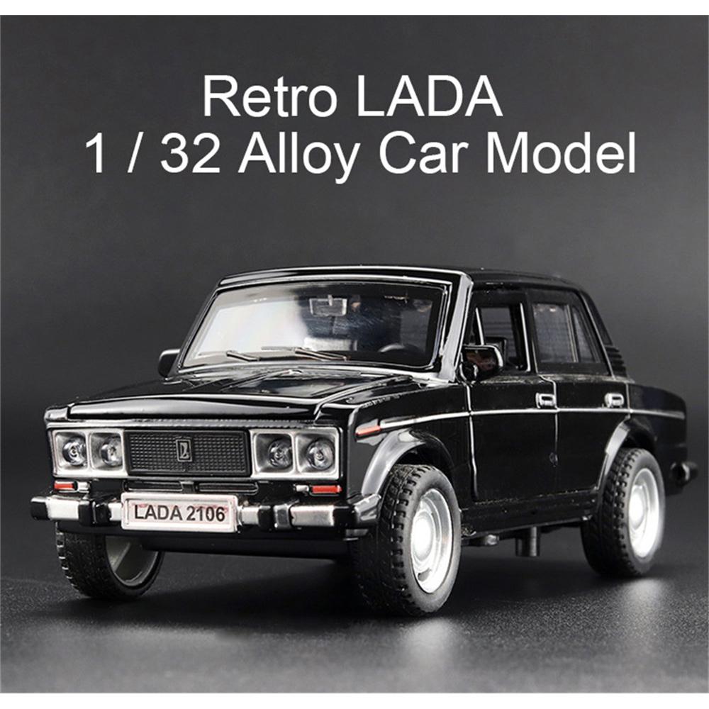 1/32 Scale LADA 2106 Diecast Car Model Toy, Pull Back Toy Vehicle with Sound and Light for Kids Toddler Boys Girls Gift Collection