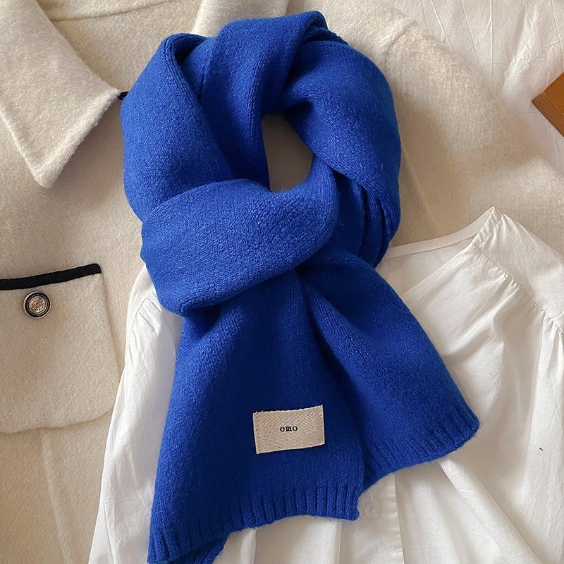 Exquisite Gentle Solid colored Small Scarf Whitening Knitted Woolen Short Scarf Autumn and Winter Warm Couple Style Simple and Elegant