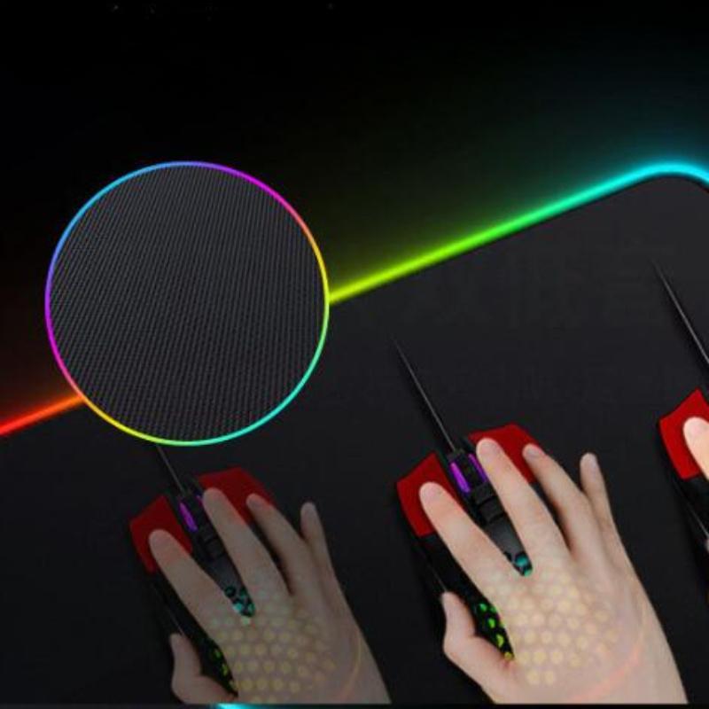 1 шт. большой игровой коврик для мыши RGB с 14 режимами освещения, сенсорное управление, расширенный мягкий коврик для компьютерной клавиатуры, нескользящая резиновая основа