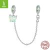 Spring Green Butterfly Safety Chain Diy Bracelet Beaded Accessories 925 Silver Beads