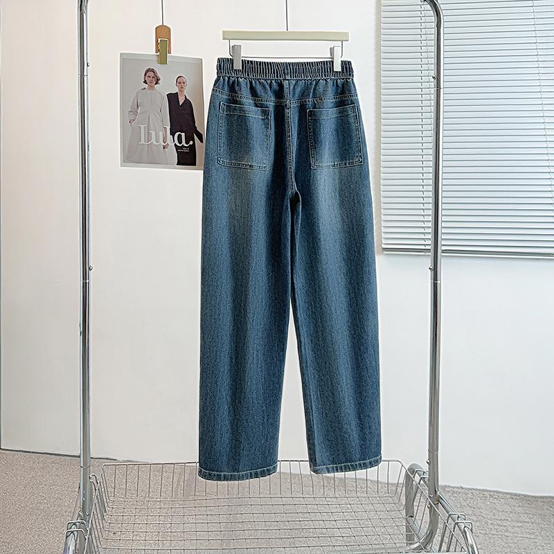 Осень 2025 Брюки-папы с высокой талией большого размера на кулиске - Прямые, стройнящие