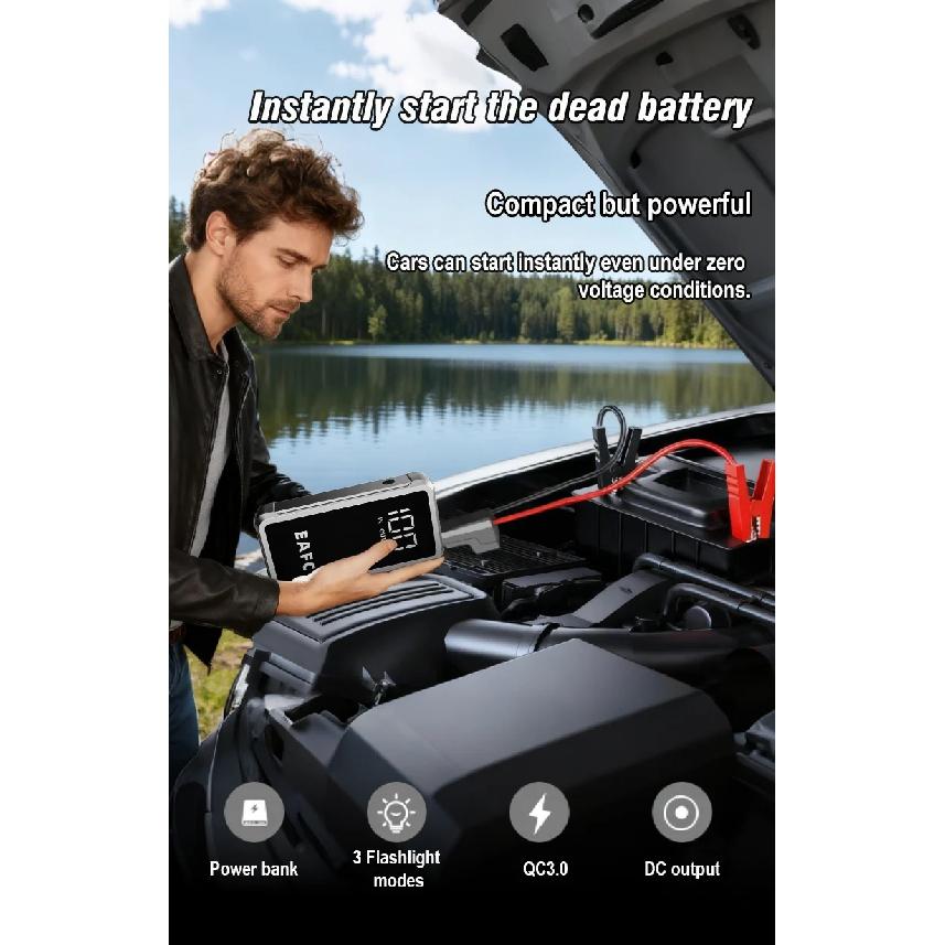 EAFC 12V Автомобильный пусковой аккумулятор Power Bank Портативный 4000A Усилитель аккумулятора Аварийный стартер Быстрый старт QC3.0 для автомобилей