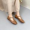 Johnature Genuine Leather Casual Flat Shoes Round Toe Soft Sole Buckle Strap Versatile Cowhide Women's Shoes