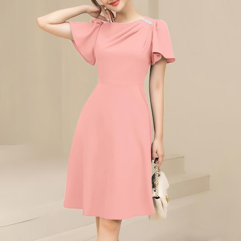 ZANZEA Женское повседневное свободное летнее платье с круглым вырезом и коротким рукавом