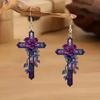 These Purple Rose Cross Acrylic Earrings Feature A Novel Design And Are Suitable For Everyday Wear.