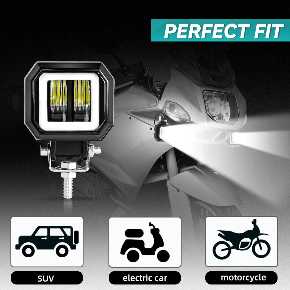 3-дюймовая светодиодная фара-балка, светодиодная рабочая фара, прожектор, светодиодная рабочая лампа для вождения, противотуманные фары, гало, внедорожник, 4WD, автомобиль, лодка, грузовик, внедорожник, пикап, квадроцикл