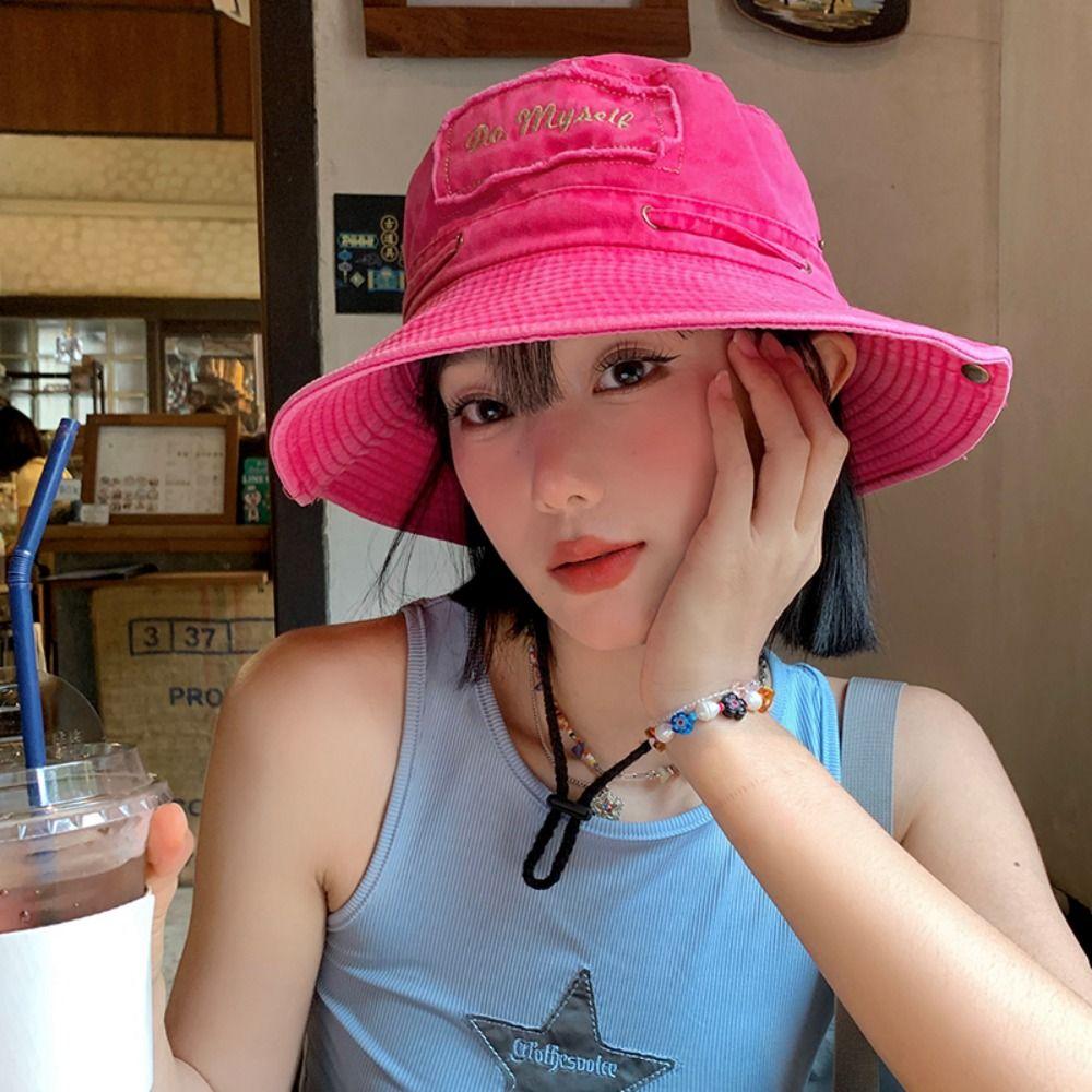 Adjustable Western Cowboy Hat Wide Brim Bucket Hat Vintage Outdoor Sun Hat with String