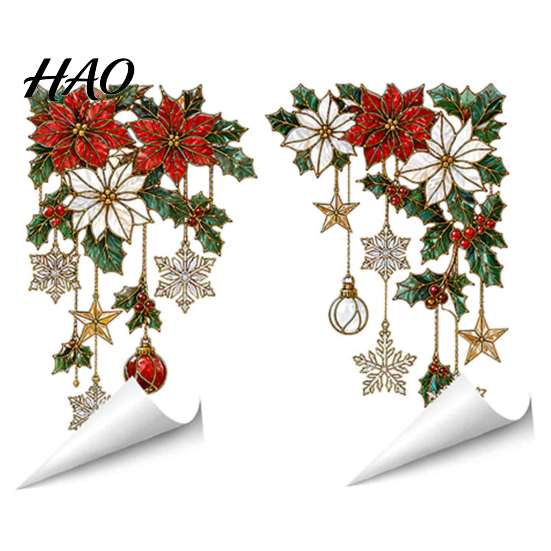 Transparent Vine Patterns for Windows 2Pcs Stained Glass Style Window Film, Hanging Stickers, Christmas Weather Resistant Decals Halloween Static