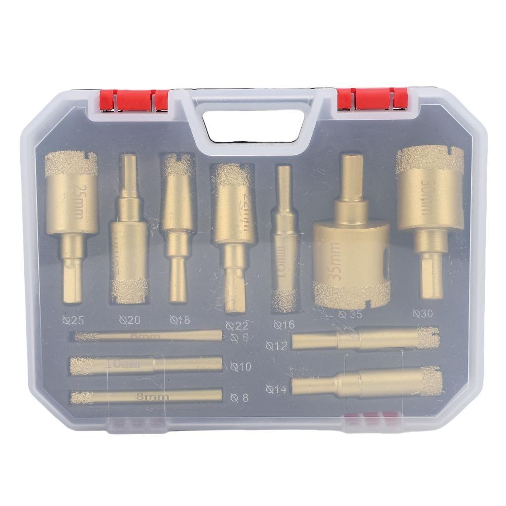 12pcs Gold Tile Hole Opener Set Multipurpose Drill Bits for Brick Diamond Hole Saw Kit  Glass
