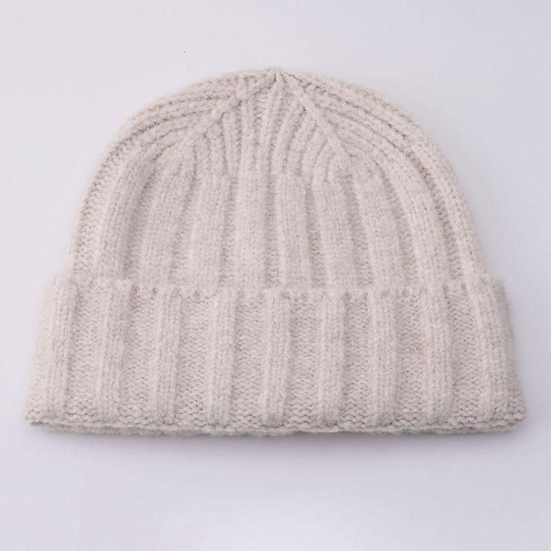 Large Head Cashmere Knit Beanie Solid Color Winter Warm Ear Flap Hat Men Women