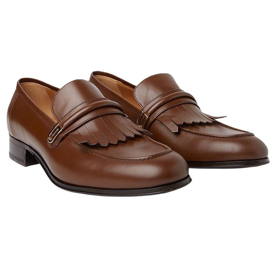 Gucci Кожаные мужские повседневные туфли Мужские Коричневые 714680 06F00 2361