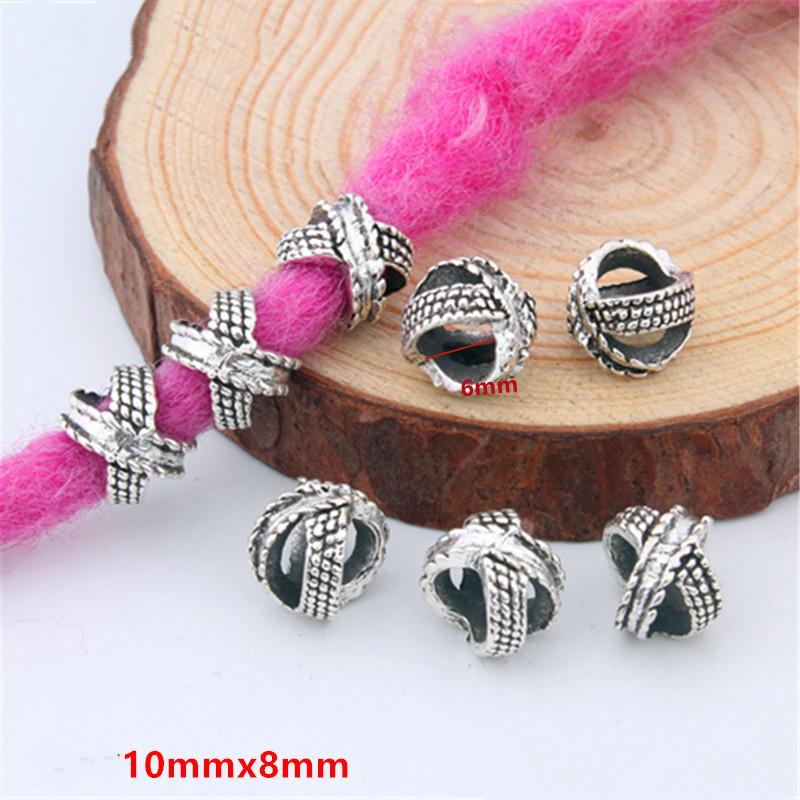 5pcs/bag Silver Metal Hair Rings Braid Dreadlocks Bead Hair Cuffs Dread Tube Charm Dreadlock for DIY Hair Accessaries