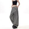 2025 Women's Retro Plaid Wide-Leg Casual Pants - Summer Floor-Length Trousers