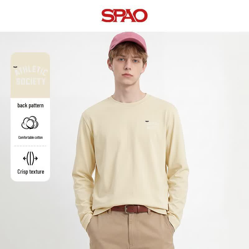 Мужская футболка SPAO в американском стиле, свободного кроя, с длинным рукавом