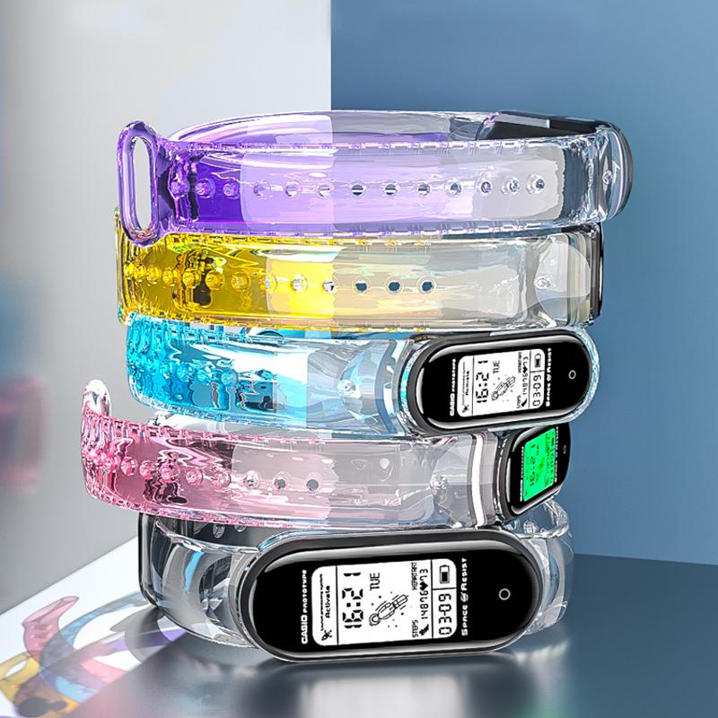 Прозрачный ремешок для Xiaomi Mi Band 6 5 4 3, мягкий браслет на запястье для Mi Band 3 4 Mi Band 5 6, двухцветный сменный ремешок для Mi Band 6 3 4 5