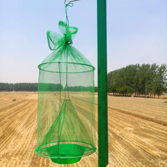 Hanging Fly Trap Indoor Outdoor Garden Farm Barn Ranch Foldable Fly Catcher Bag Heavy Duty Weather-proof Reusable Fly Control Green Cage