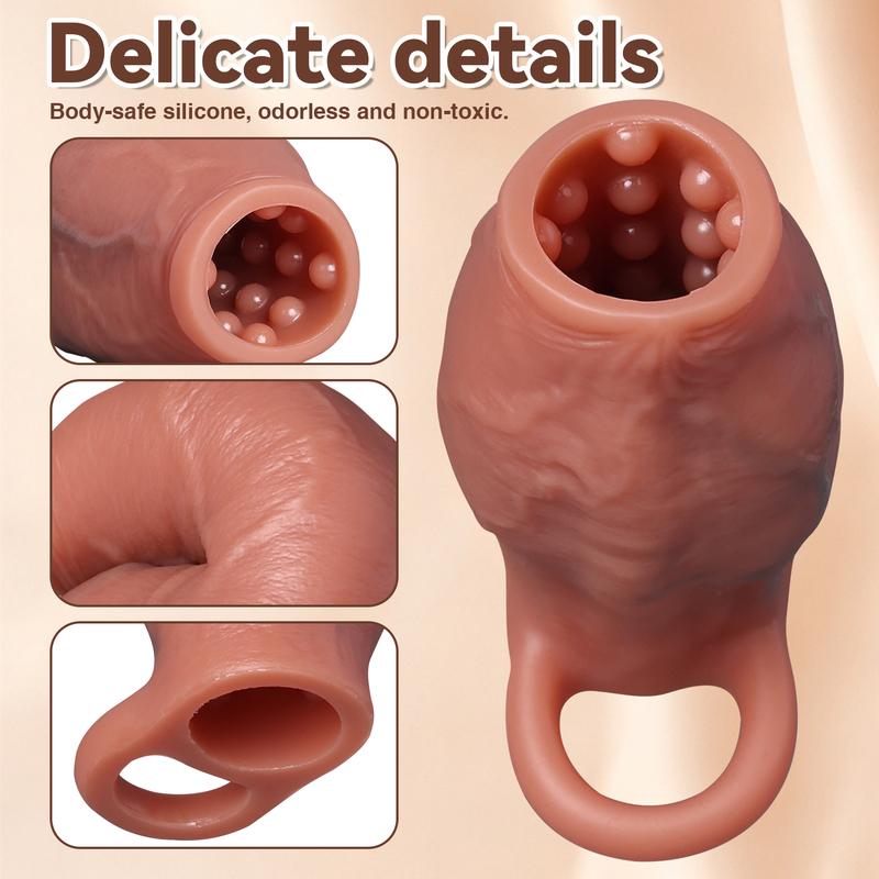 Thicken Cock Sleeve Lock Sperm Penis Ring Adult Men Sex Toys Enlarged Soft Silicone Dildo Dick Sleeve Enlargement Sex Toy Male