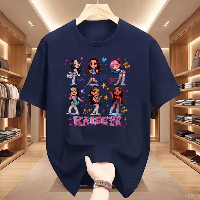 Katseye Kpop Графический Принт Оверсайз Модные Футболки Корейская Эстетика Поп Хлопковые Футболки Одежда для Фанатов Для Мужчин Женщин