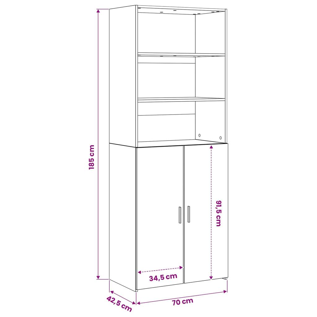 Highboard Black Oak 70 x 42.5 x 185 cm Engineered Wood