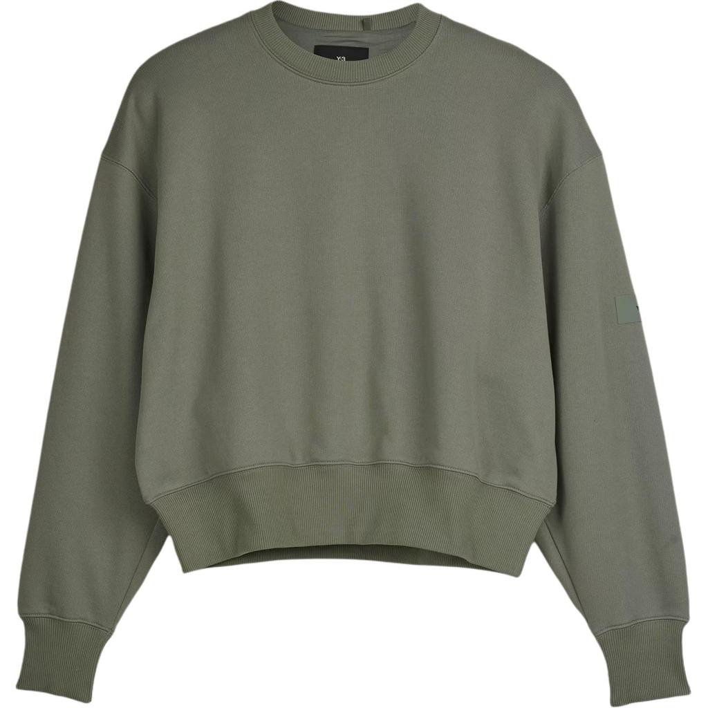 Adidas Solid Color Pullover Crew Neck Loose Long Sleeve Sweatshirt Women Tops Gray-Green IP7678