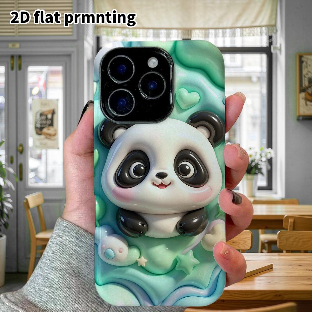 Чехол для телефона: Плоский 2D дизайн, подходящий для защитного чехла iPhone 18 17 16 15 14 13 Pro, лежащая панда, идеальный подарок на Рождество и Хэллоуин
