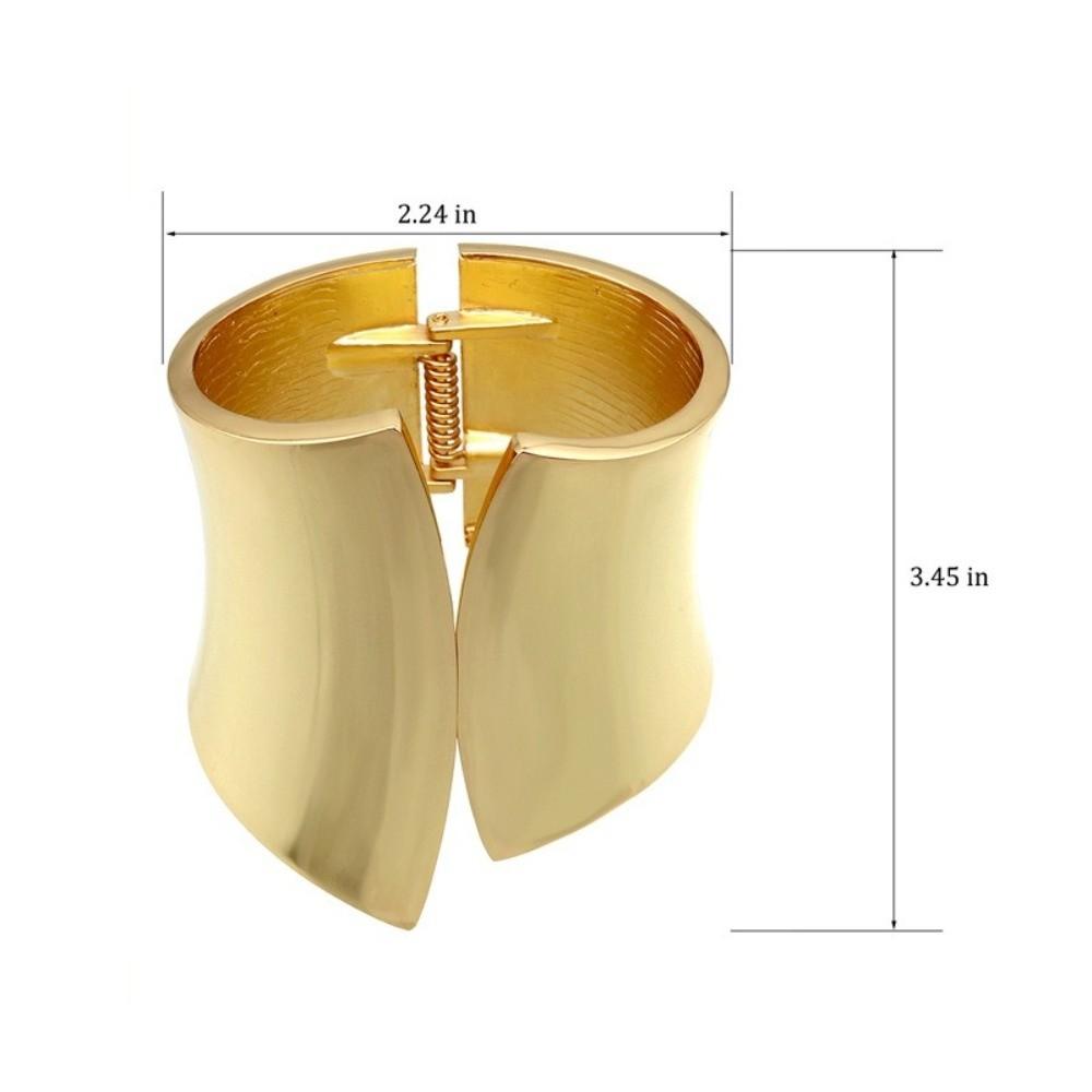 Metallic Finish Wide Cuff Bracelet Extra Wide Statement Wrist Cuff Metal Bangle Party Wear