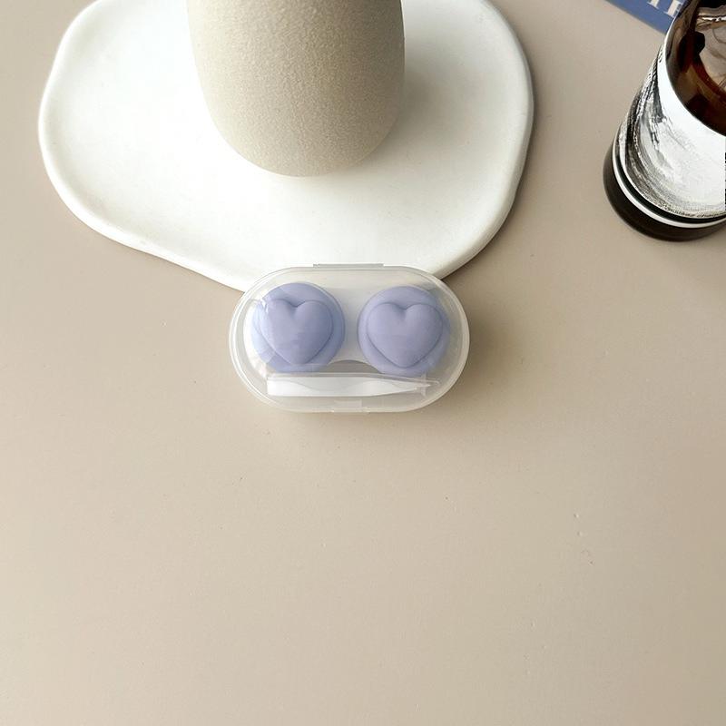 Heart Contact Lens Case with Tweezer Mini Cute Eyes Care Contact Lenses Container Box Travel Kits Eyewear Accessories Organizer