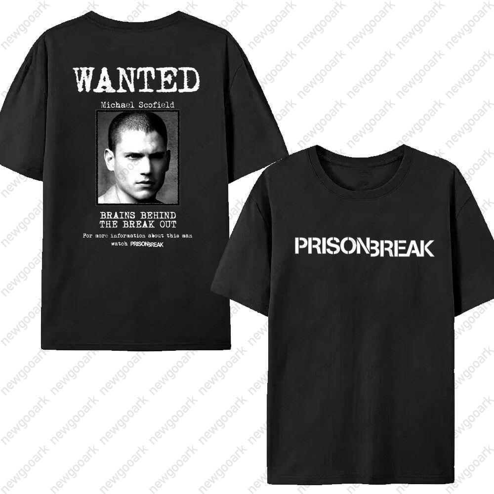 Смешная футболка с сериалом WANTED Унисекс Побег из тюрьмы Уличная одежда Винтажная Харадзюку Топ Хлопок Короткий рукав Футболки Майкла Скофилда