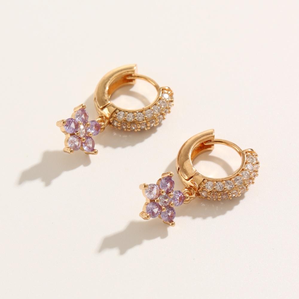 1 Pair Luxury Flowers Dangle Earrings for Women Zirconia Earring Jewelry Wedding Party Accessories