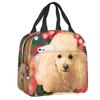 Рождественская термосумка для ланча с пуделем для женщин, непромокаемая, термоизолированная, сумка-холодильник, пляж, кемпинг, путешествия