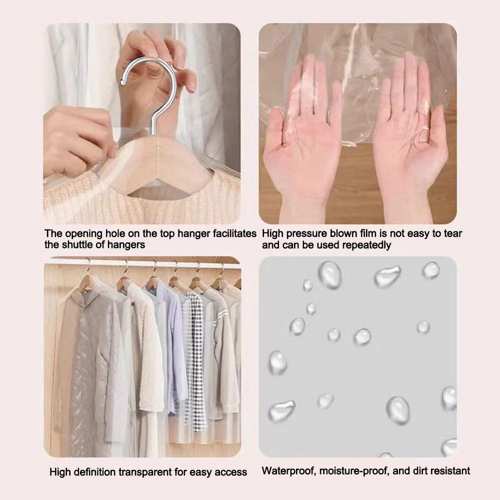 10Pcs Thickened Visible Suit Cover PE Clothing Cover Durable Clothing Dust Bag  Household
