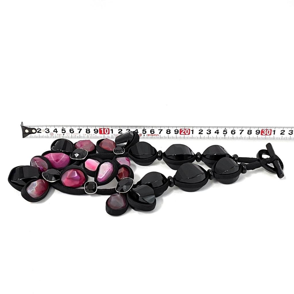Giorgio Armani Color Stone Necklace Black Purple Pink Womens Jewelry Rare