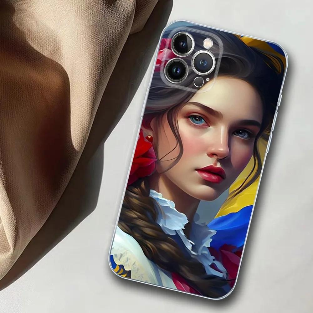 Чехол для мобильного телефона iPhone15, чехол для мобильного телефона Ukrainian Girl, окрашенный чехол с защитой от падений, чехол для мобильного телефона с защитой от падений.