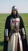 Templar Crusader Armor Outfit Medieval Knight Steel Suit with Helmet and Cloak for Cosplay